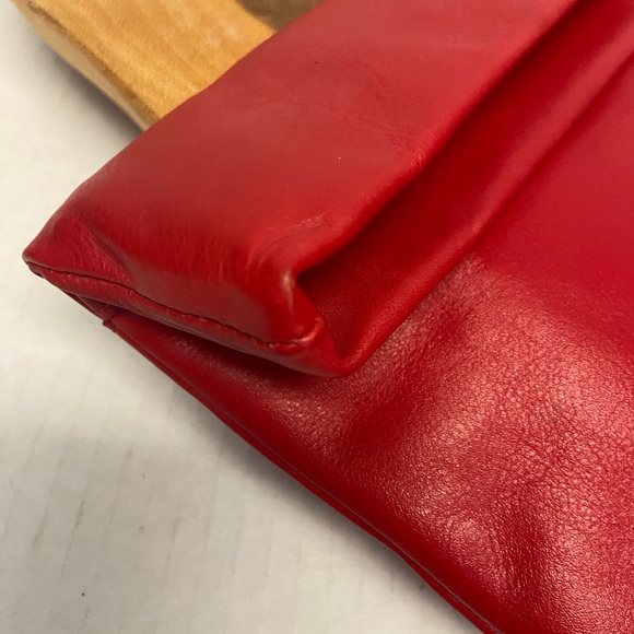 India Hicks Red Leather Zippered Clutch